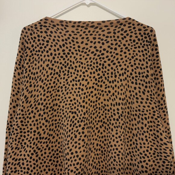 J. Crew #AZ889 Women's Plus L/S Pullover Cheetah Teddie Sweater 3X Brown/Black - Picture 5 of 9